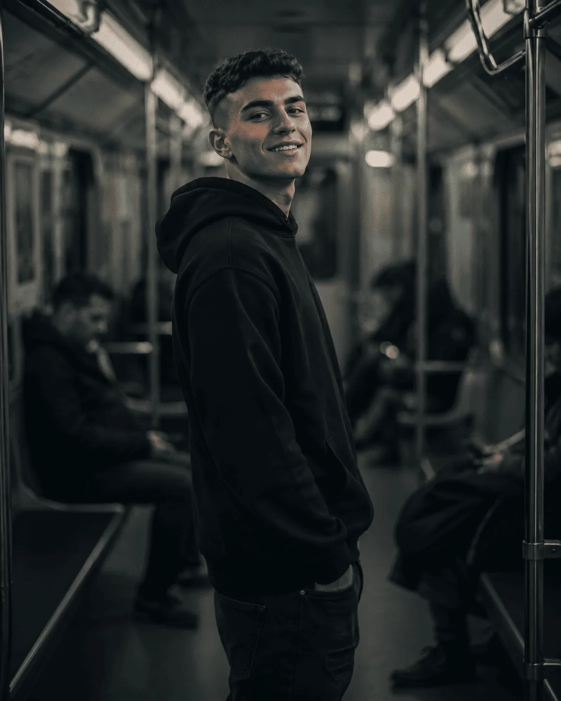 Subway Portrait In Cool Lighting Prompt